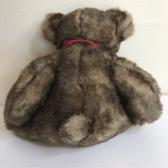 Vintage Danny Teddy Bear Bombay Russ Berrie & Co 13" Red Bow Faux Fur - Picture 5 of 11